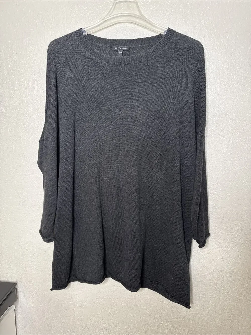 Eileen Fisher 2X Charcoal Organic Cotton TENCEL Sweater Tunic